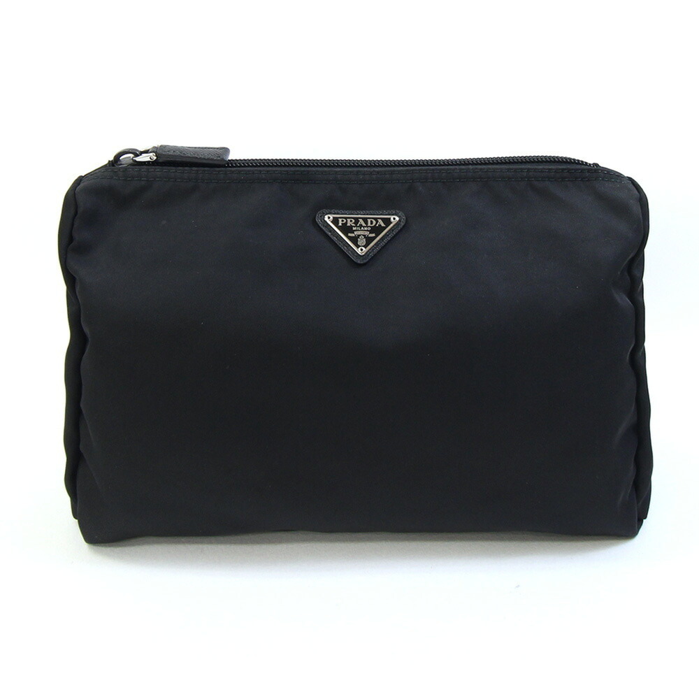 Prada Handbag Pouch 1NA012 Black Nylon Makeup for Women and Men PRADA